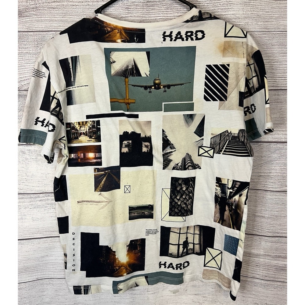 Bershka Graphic Photo Print T Shirt Men XS Streetwear Urban Collage - Picture 2 of 5